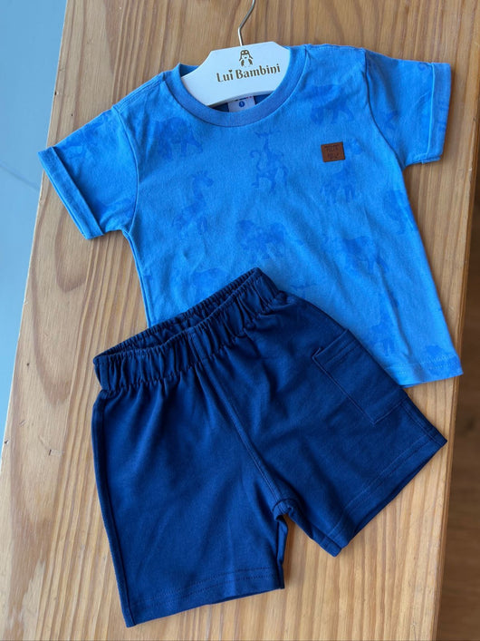 CONJUNTO CAMISETA MANGA CURTA SAFARI E BERMUDA MOLETOM MENINO PULLA BULLA