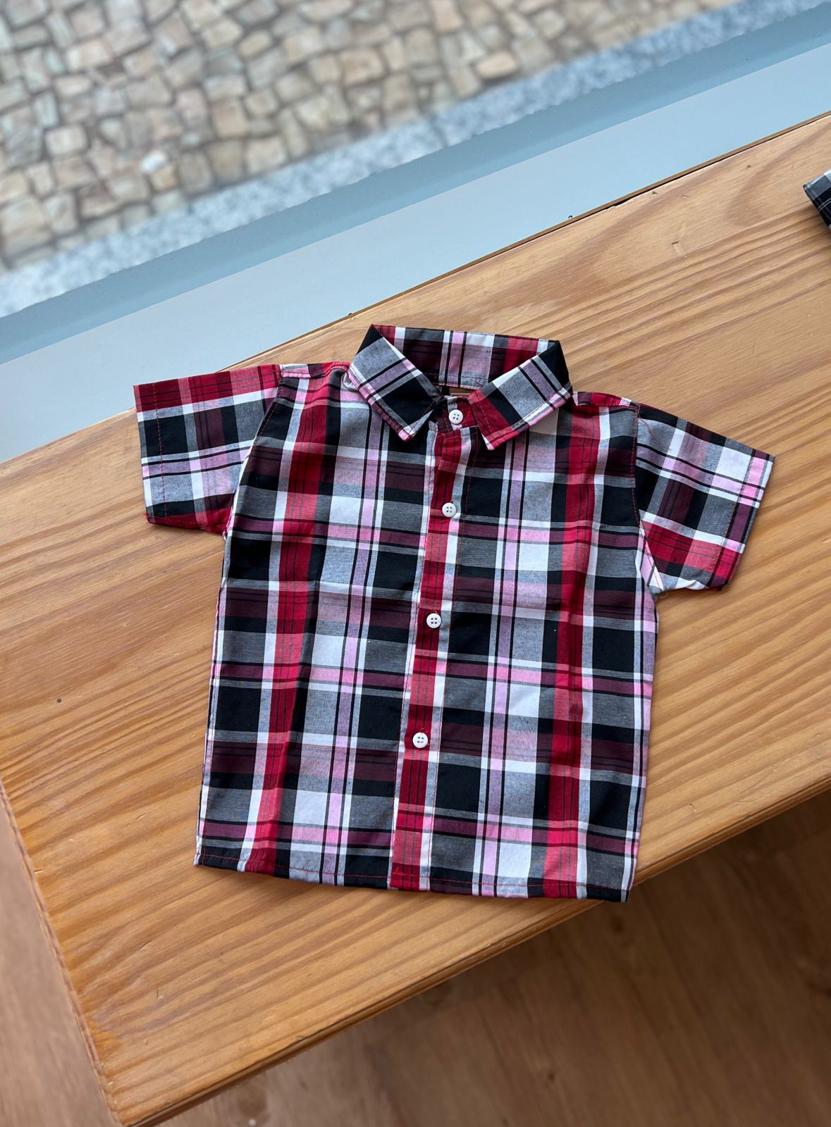 CAMISA MANGA CURTA XADREZ LISTRA QUADRICULADA UNISSEX LUI BAMBINI