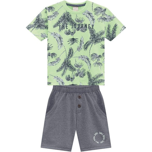 CONJUNTO CAMISETA MANGA CURTA E BERMUDA THE JOURNEY FOLHAGEM MENINO MILON PRO35