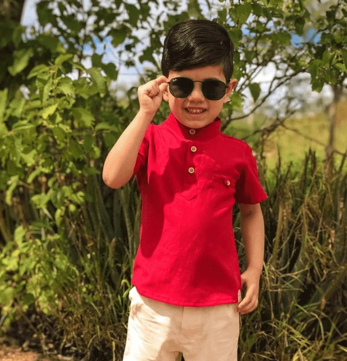 CAMISA MC GOLA PADRE BOLSO MENINO LUI BAMBINI