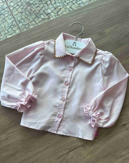 CAMISA MANGA LONGA GOLA BORDADO BOTÕES MENINA MON SUCRÉ