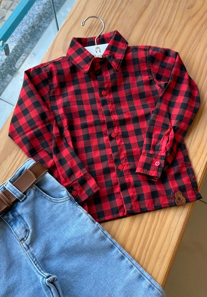 CAMISA XADREZ MANGA LONGA QUADRICULADA UNISSEX LUI BAMBINI