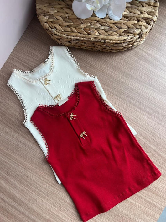 BLUSA REGATA RENDA LAÇO MENINA ANGERÔ