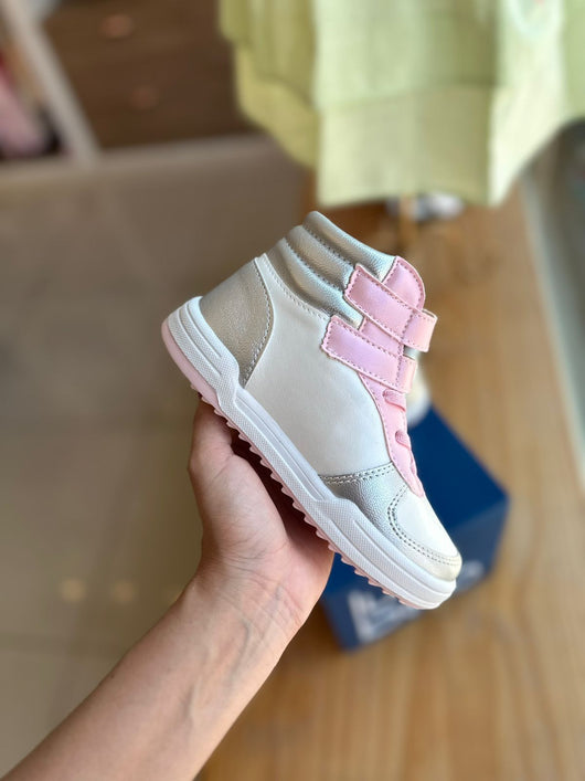 TENIS CANO ALTO COM CADARCO ELASTICO E DUPLO VELCRO METALIZADO MENINA XUA XUA PRO40