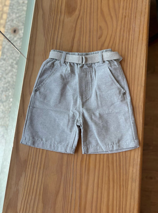 BERMUDA SOCIAL EM LINHO COM BOLSOS E CINTO MENINO LUI BAMBINI