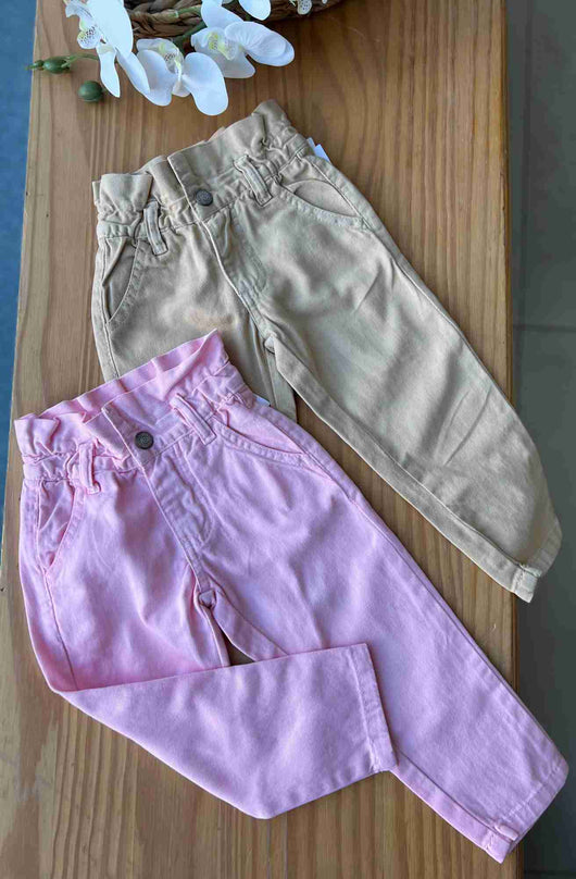 Calça Sarja Clochard Bolsos Básica Menina Playground