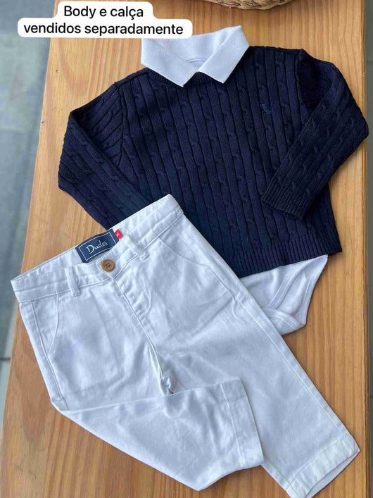 SUÉTER MANGA LONGA TRANCADO TRICOT MENINO DUDES