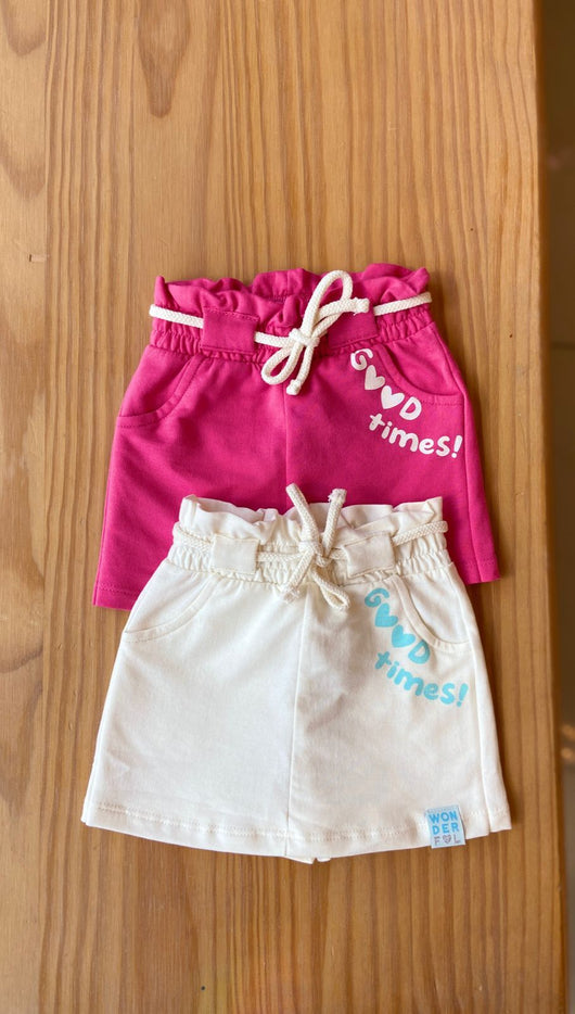 SHORT SAIA MOLETOM COM BOLSOS E CORDÃO GOOD TIMES MENINA CATAVENTO