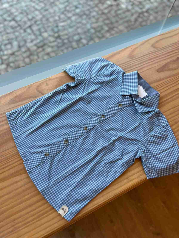 CAMISA MANGA CURTA XADREZ COM GOLA E BOTÕES MENINO LUI BAMBINI