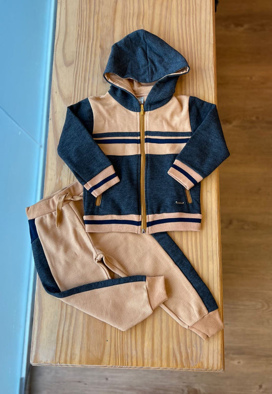 CONJUNTO JAQUETA MANGA LONGA COM CAPUZ BOLSO ZÍPER E CALÇA MENINO MILON PRO35
