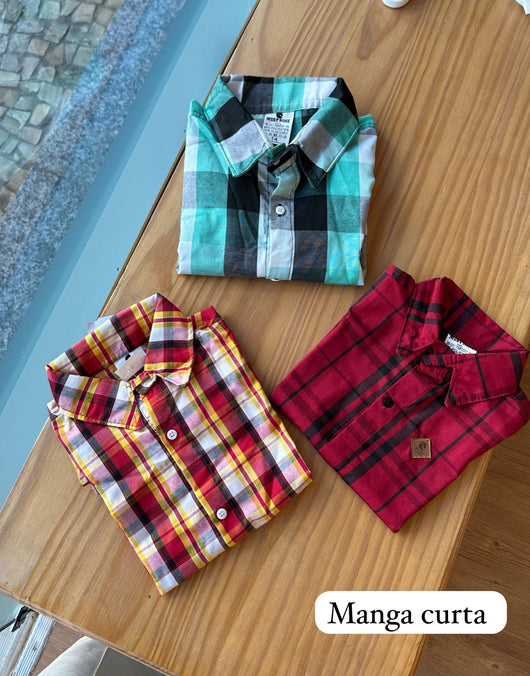CAMISA MANGA CURTA XADREZ E QUADRICULADA UNISSEX LUI BAMBINI