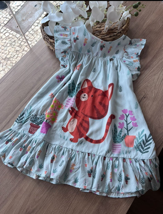 VESTIDO MANGA CURTA RAPOSA JARDIM MENINA MON SUCRÉ