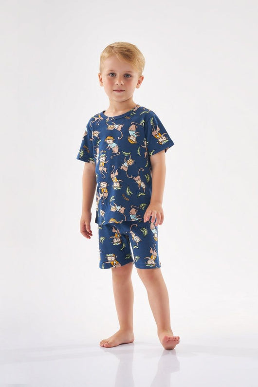 CONJUNTO PIJAMA CAMISETA MANGA CURTA COM BERMUDA MACAQUINHOS MENINO UP BABY PRO35