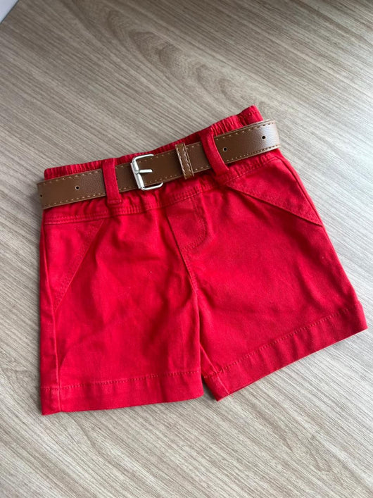 BERMUDA BOLSOS FAKE CINTO COURO MENINO LUI BAMBINI