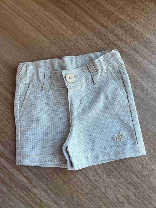 BERMUDA SOCIAL PONTILHADA COM AJUSTE BOLSO E BORDADO MENINO POLO INFANTI