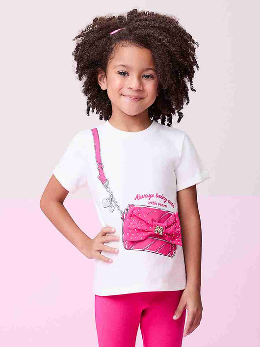CONJUNTO BLUSA MC BOLSA LACO STRASS E CALÇA LEGGING MENINA MOMI PRO30