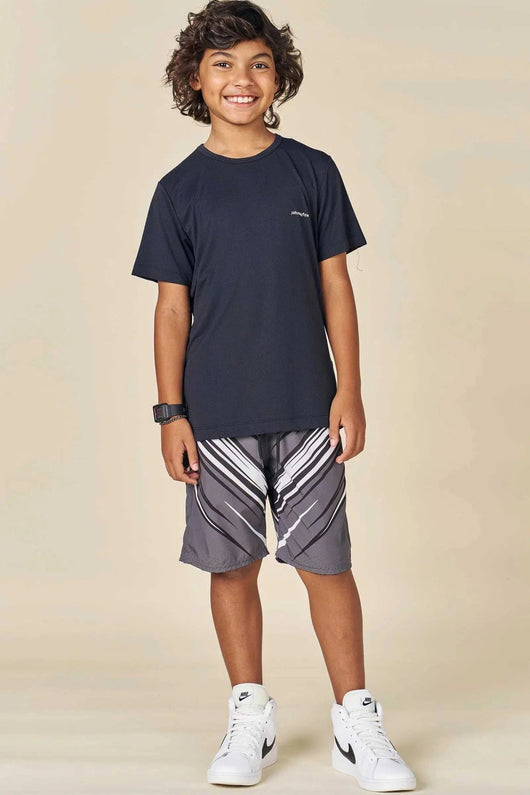 CONJUNTO CAMISETA MANGA CURTA EM MALHA DRY FIT BERMUDA NYLON MENINO JOHNNY FOX