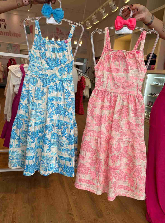 VESTIDO MIDI COM ALÇA E AMARRAÇÃO COQUEIROS MENINA FAKINI