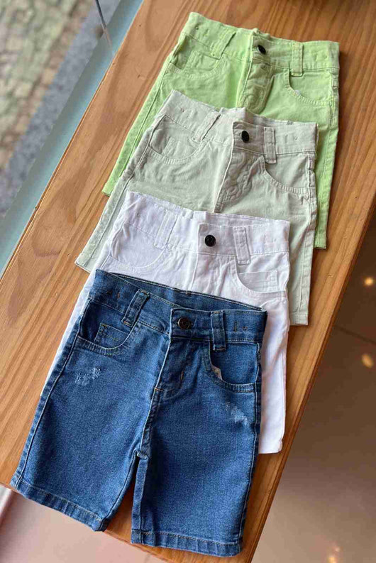 BERMUDA JEANS COM AJUSTE INTERNO BOLSOS E DESFIADOS MENINO LUI BAMBINI