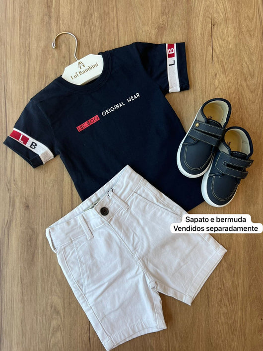 CAMISETA MANGA CURTA GOLA REDONDA COM MANGA EM PIQUET ORIGINAL WEAR MENINO LUC BOO