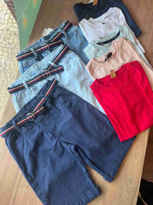 BERMUDA CINTO FINO LISTRAS MENINO LUI BAMBINI