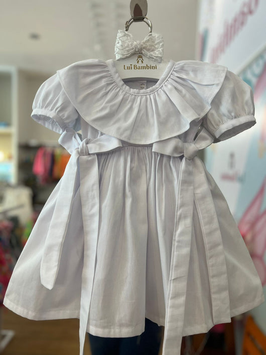 VESTIDO MANGA CURTA COM LACOS DECORATIVOS PLISSADO E BABADO MENINA LUI BAMBINI PRO30