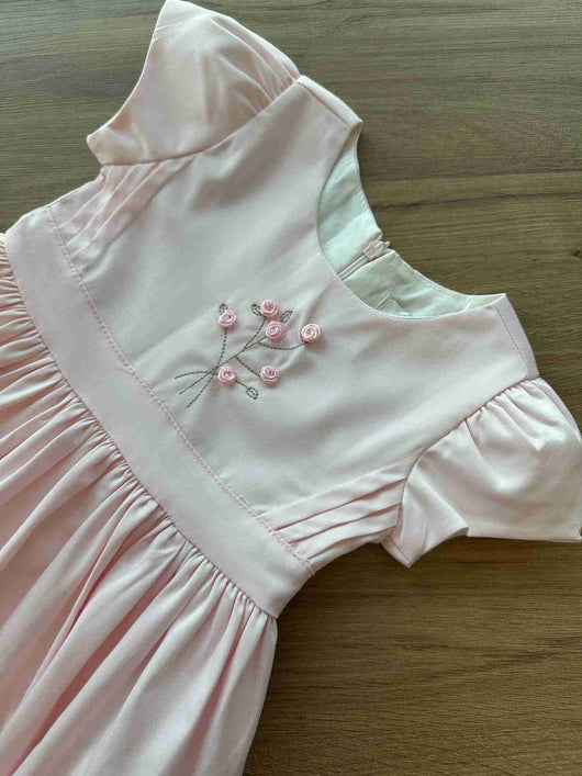 VESTIDO MANGA CURTA ACETINADO FLORES MENINA ANJOS BABY