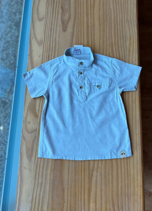 CAMISA BATA MANGA CURTA GOLA PADRE COM BOTÕES MENINO LUI BAMBINI