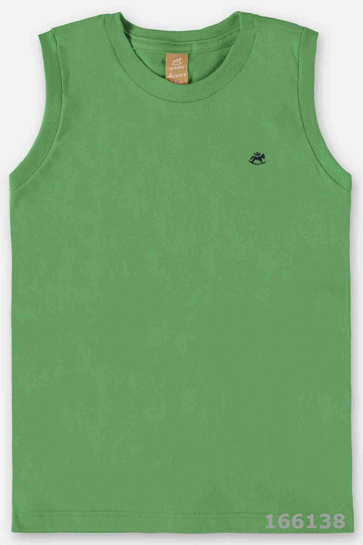 CAMISETA REGATA MEIA MALHA COM BORDADO MENINO UP BABY