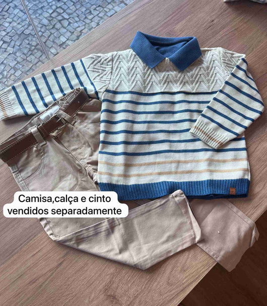 SUÉTER MANGA LONGA TRICÔ LISTRADA MENINO ANJOS BABY