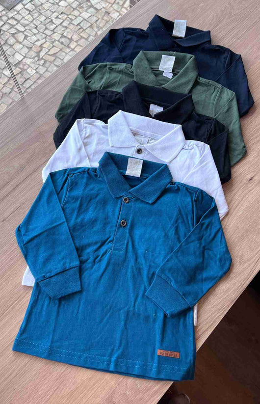 CAMISA MANGA LONGA POLO EM MALHA LISA COM BOTÕES MENINO PULLA BULLA