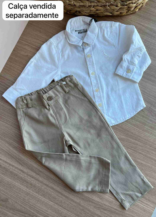 CAMISA MANGA LONGA POLO BOTÕES PICA PAU BORDADO BÁSICA MENINO RESERVA MINI