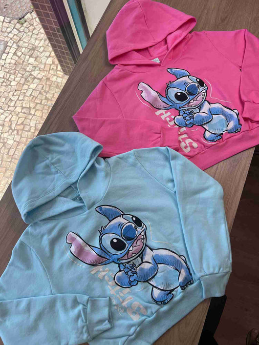 BLUSÃO MANGA LONGA STITCH CAPUZ MENINA FAKINI