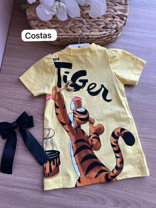 VESTIDO MANGA CURTA WINNIE THE POOH URSINHO MENINA ANIMÊ
