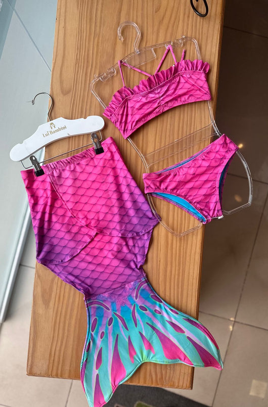 CONJUNTO BIQUINI ALÇA CALCINHA E CAUDA DE SEREIA JUNO UV50+ MENINA LUI BAMBINI