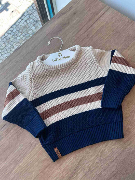 SUÉTER MANGA LONGA FECHADO LISTRAS TRICOT MENINO FAKINI