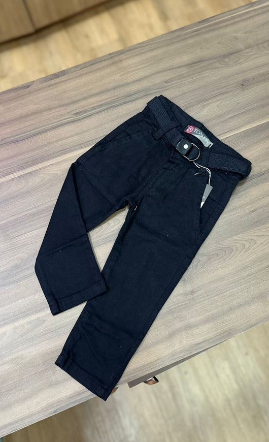 CALÇA SARJA COM AJUSTE INTERNO E CINTO MENINO TOM ERY