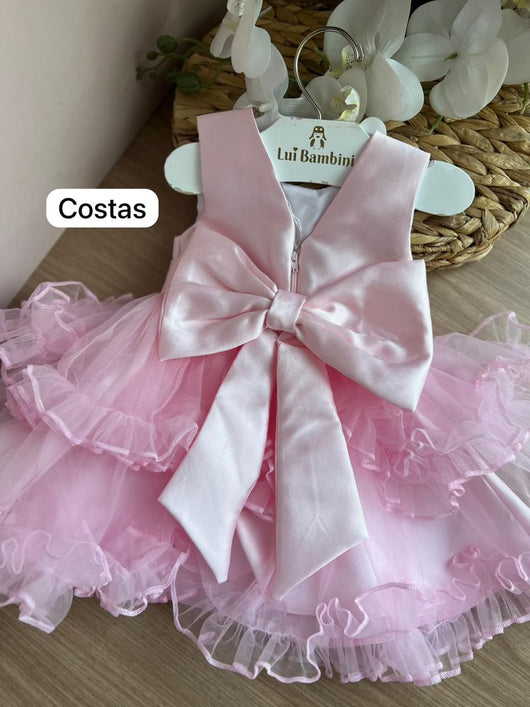VESTIDO REGATA FAIXA TULE BABADO MENINA MÁLAGAH