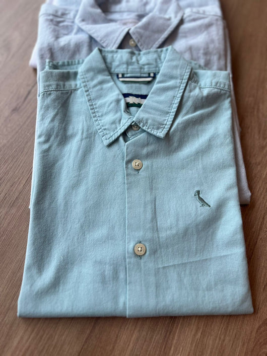 CAMISA SOCIAL COM BOTÕES GOLA POLO MANGA CURTA LISA MENINO RESERVA