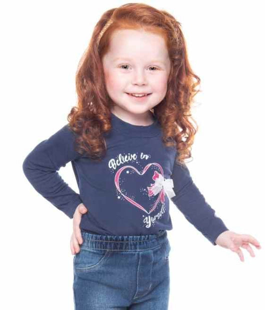 BLUSA MANGA LONGA EM MALHA CORACAO LACO MENINA HAVE FUN