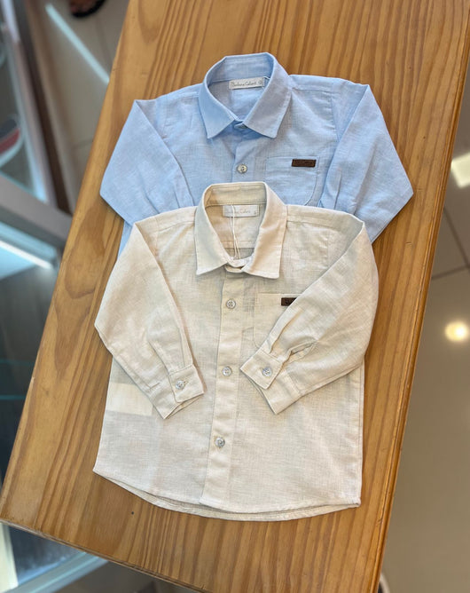 CAMISA SOCIAL MANGA LONGA REVERSÍVEL CLASSICA COM BOLSO MENINO BARBARA KIDS