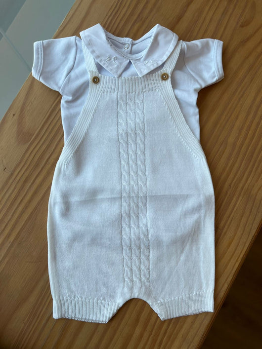 CONJUNTO BODY MANGA CURTA E JARDINEIRA TRICÔ CAVALO BORDADO MENINO LUI BAMBINI