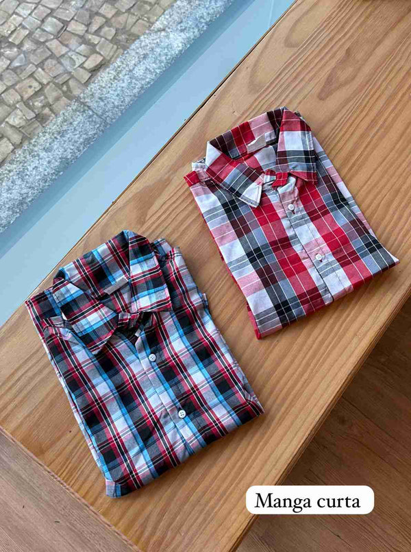 CAMISA XADREZ MANGA CURTA QUADRICULADA UNISSEX LUI BAMBINI