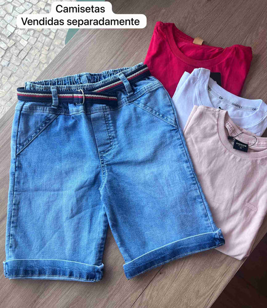 BERMUDA CINTO FINO LISTRAS MENINO LUI BAMBINI