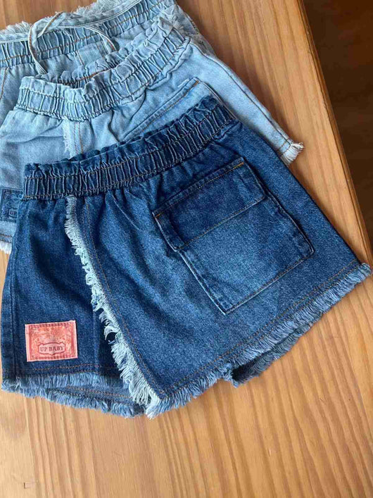 SHORT SAIA JEANS COM BOLSO E BARRA DESFIADA MENINA UP BABY