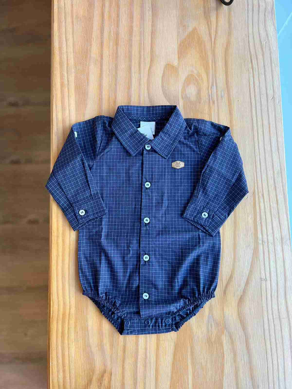 BODY CAMISA MANGA LONGA MAQUINETADO REVERSÍVEL COM GOLA MENINO ANJOS BABY