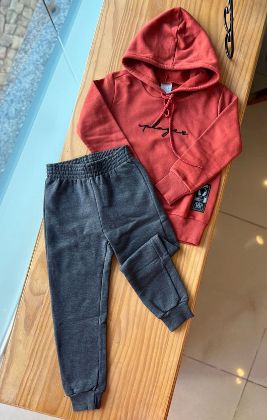 CONJUNTO MOLETOM MANGA LONGA CAPUZ CORDÃO PLAYER BORDADO COM CALÇA MENINO PULLA BULLA PRO25