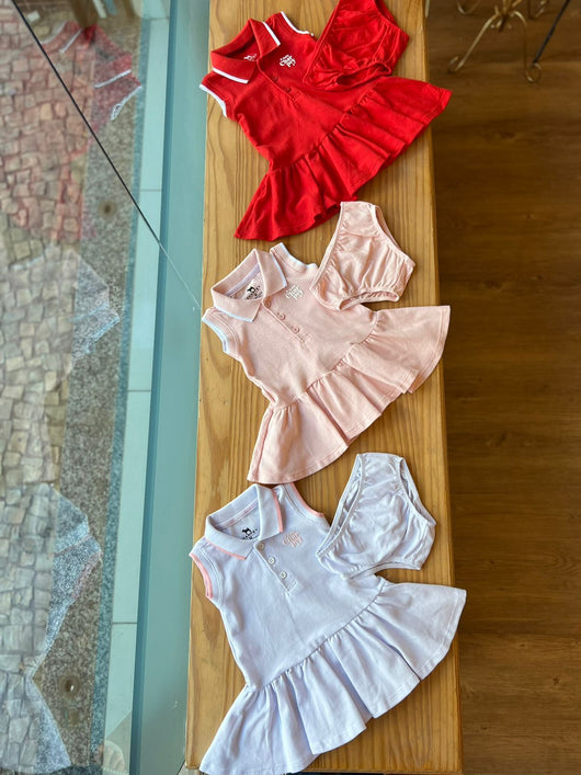 CONJUNTO VESTIDO REGATA PIQUET BABY E CALCINHA MENINA CHARPEY