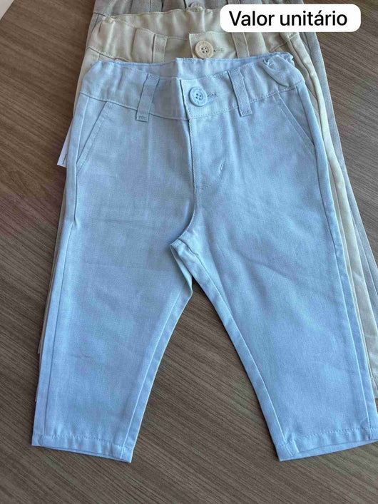 CALÇA SOCIAL OXFORD COM BOLSO AJUSTE E BORDADO MENINO POLO INFANTI