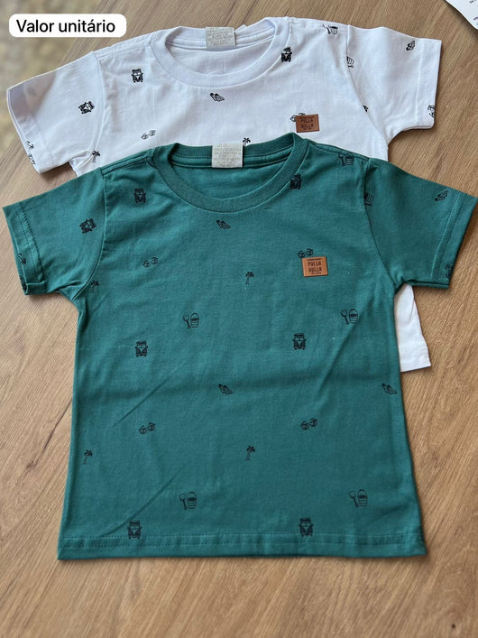 CAMISETA MANGA CURTAVERÃO NA PRAIA MENINO PULLA BULLA